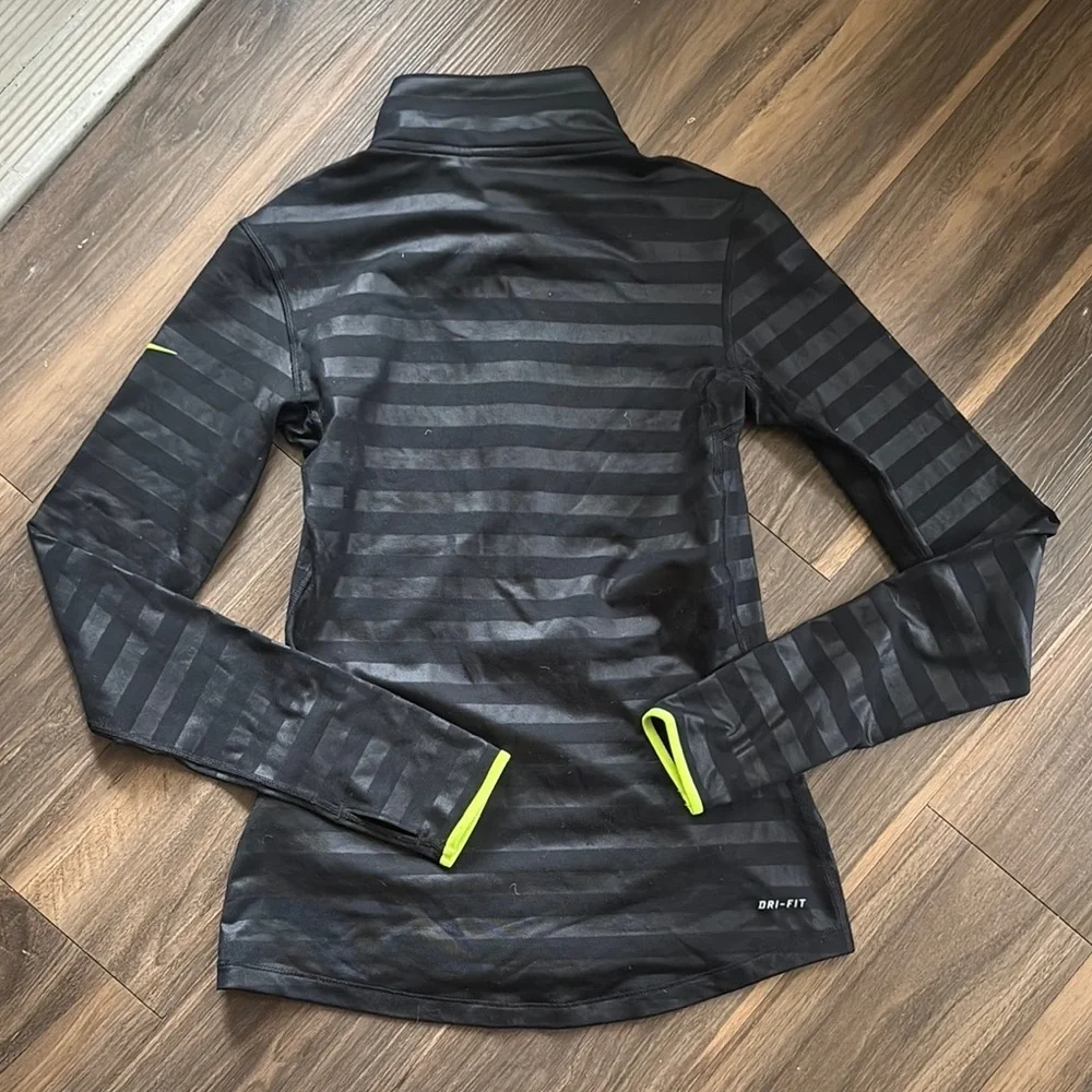 Nike Black and Neon Yellow Quarter-Zip Top